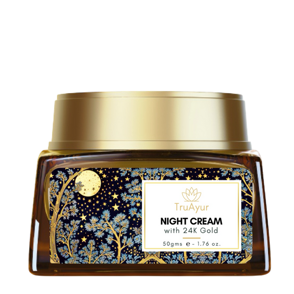 Creme Noturno Ayurvédico Antienvelhecimento com Ouro 24K, Óleo de Bakuchi, Açafrão e Cúrcuma