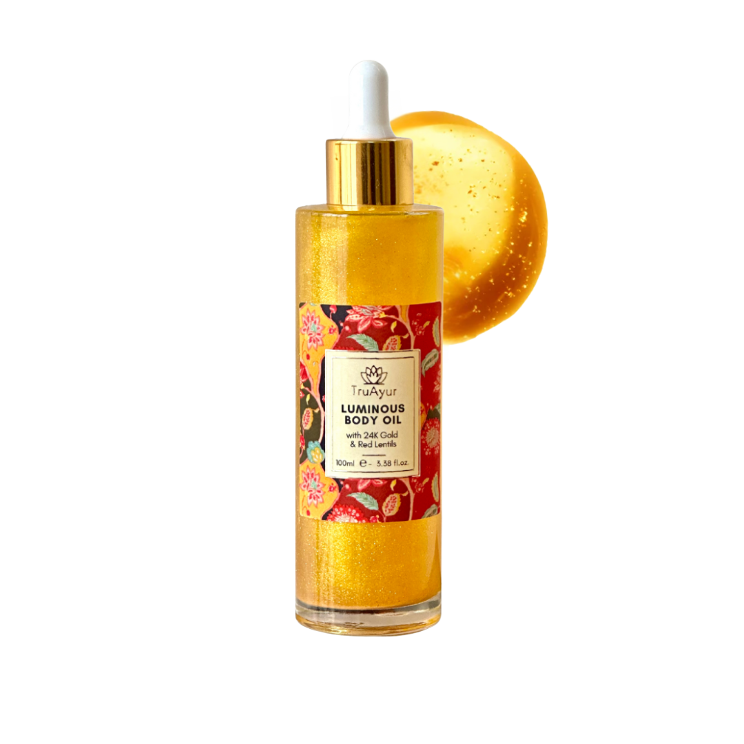 Kit Iluminador com Ouro 24K (Combinação de Óleo Facial e Corporal com Ouro 24K)