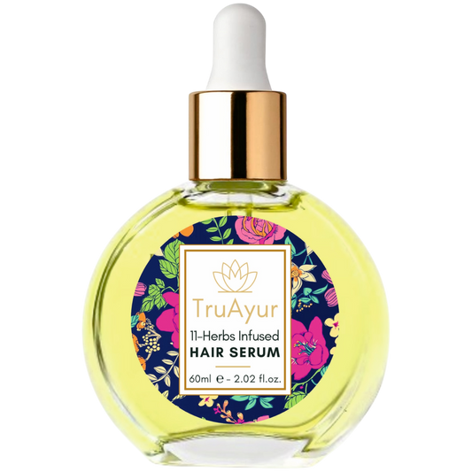 Óleo capilar ayurvédico com 11 ervas para cabelos mais fortes, frizz controlado e brilho radiante.