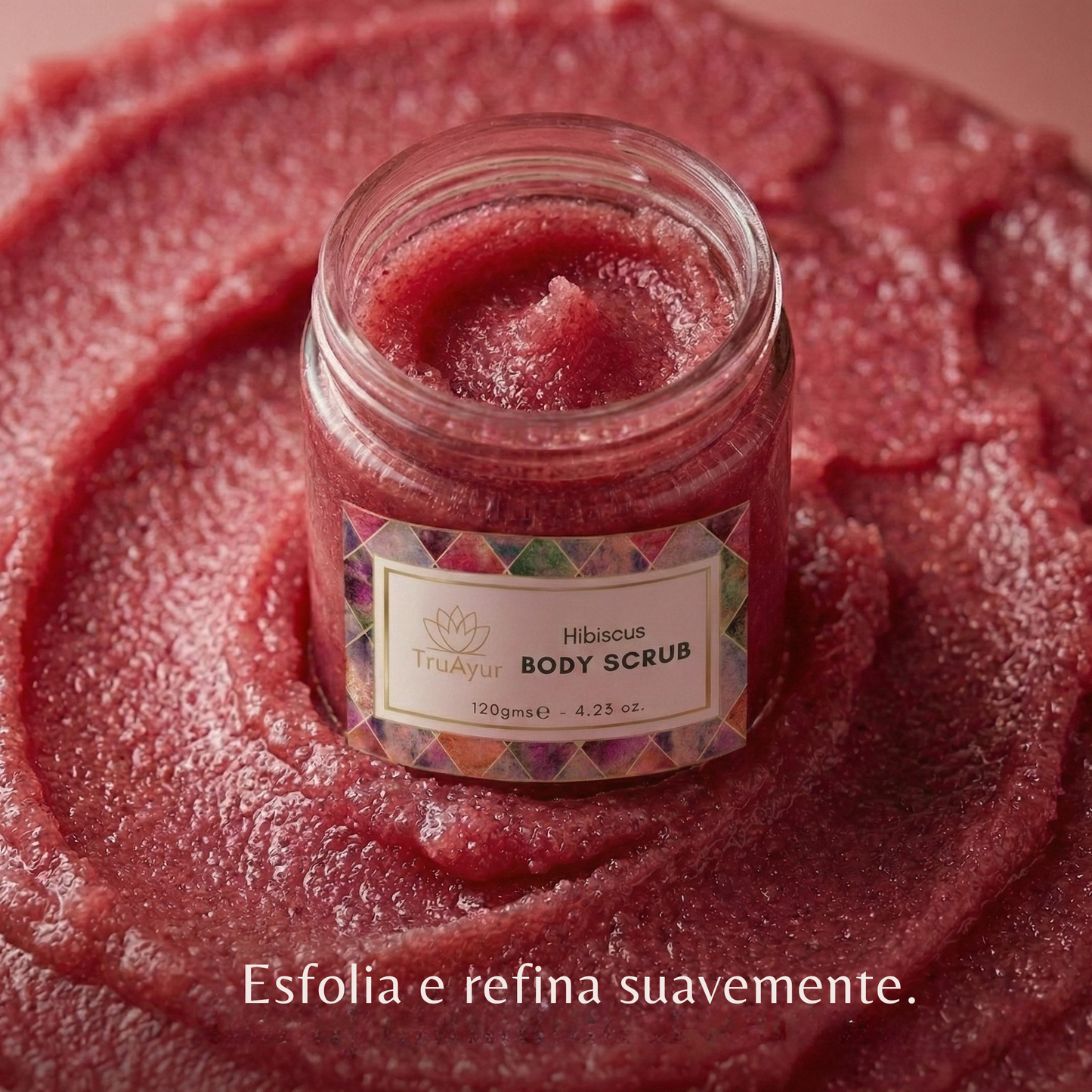 Esfoliante corporal de hibisco e rosa