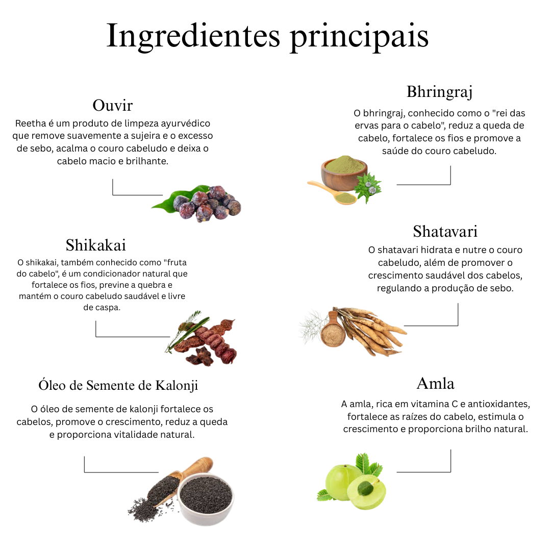 Limpador de cabelo ayurvédico com Bhringraj e Shikakai