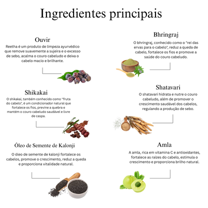 Limpador de cabelo ayurvédico com Bhringraj e Shikakai