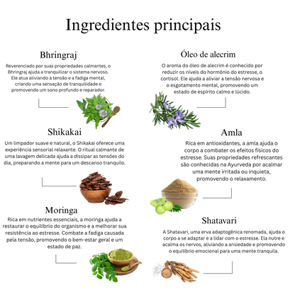 Óleo Ayurvédico com 29 Ervas para Massagem no Couro Cabeludo: Alivia o Estresse, Revitaliza os Cabelos e Promove o Relaxamento.