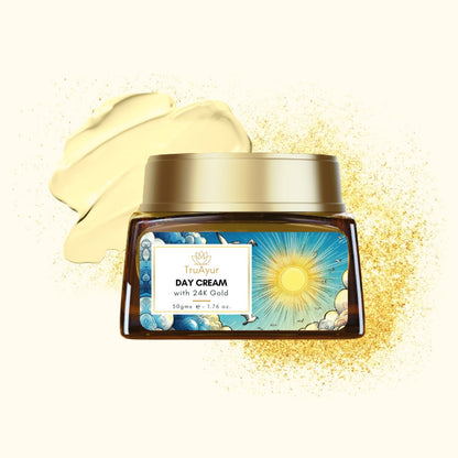 Creme Ayurvédico Iluminador de Dia com Ouro 24K, Gotu Kola, Açafrão e Mulethi