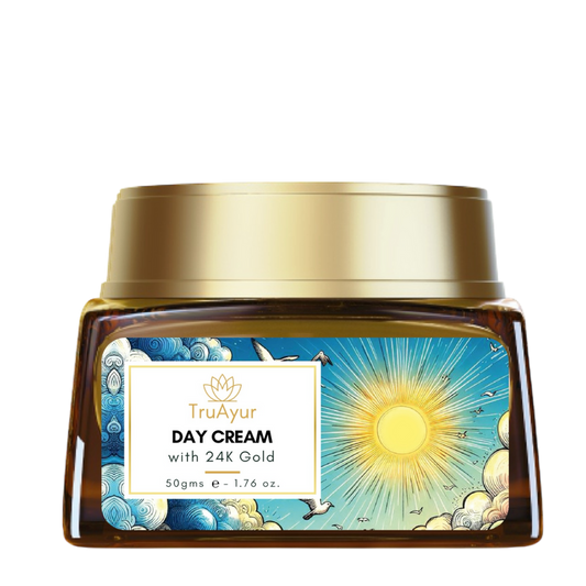 Creme Ayurvédico Iluminador de Dia com Ouro 24K, Gotu Kola, Açafrão e Mulethi