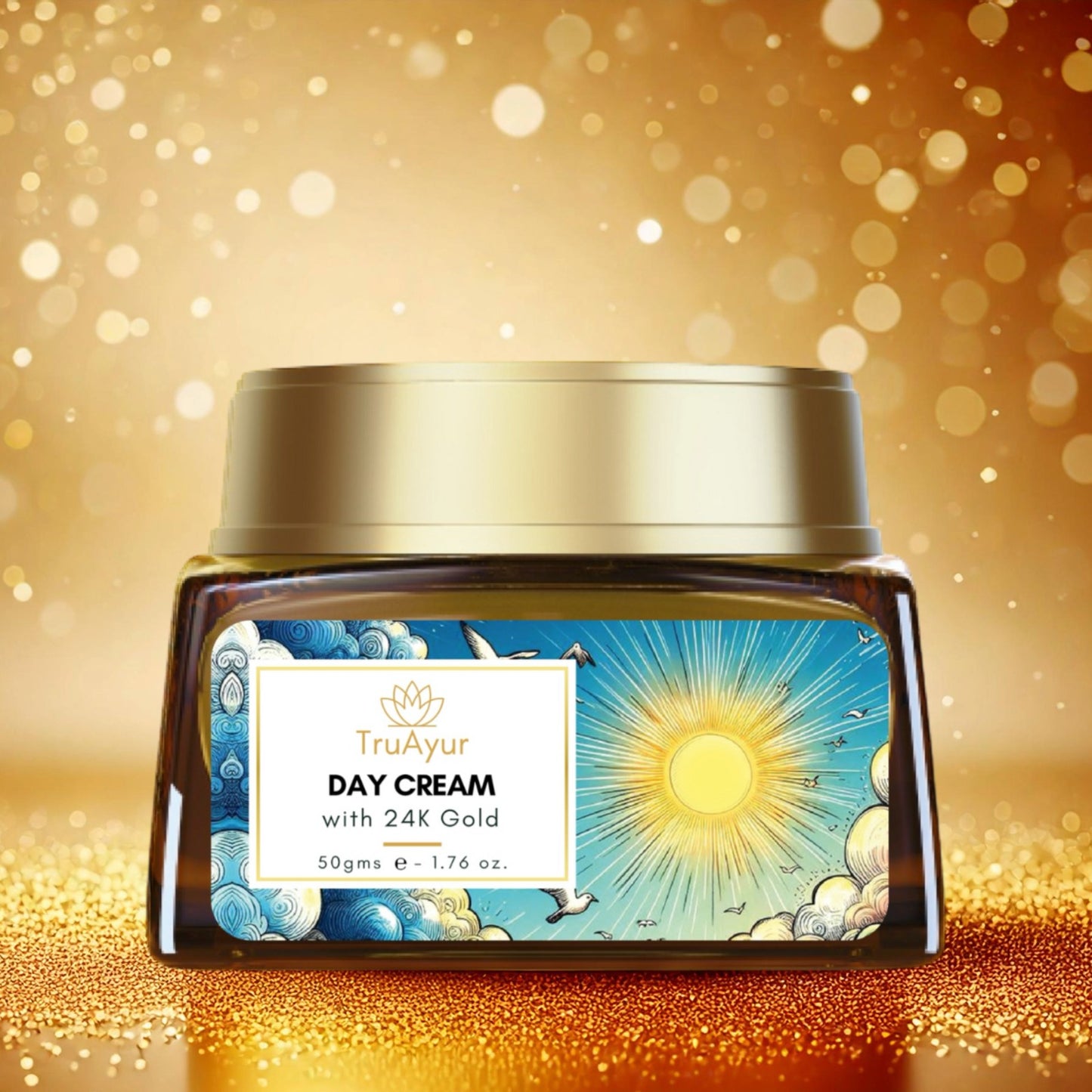 Creme Ayurvédico Iluminador de Dia com Ouro 24K, Gotu Kola, Açafrão e Mulethi