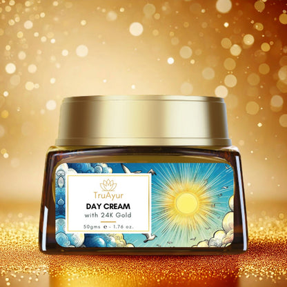 Creme Ayurvédico Iluminador de Dia com Ouro 24K, Gotu Kola, Açafrão e Mulethi