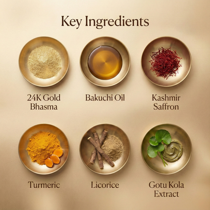 Creme Noturno Ayurvédico Antienvelhecimento com Ouro 24K, Óleo de Bakuchi, Açafrão e Cúrcuma