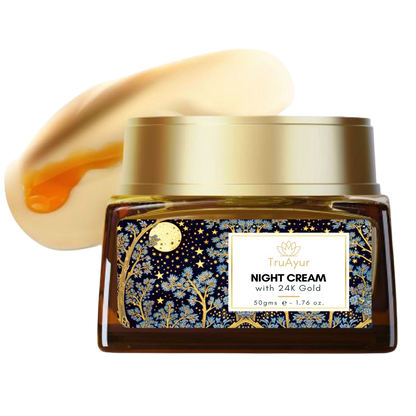Creme Noturno Ayurvédico Antienvelhecimento com Ouro 24K, Óleo de Bakuchi, Açafrão e Cúrcuma
